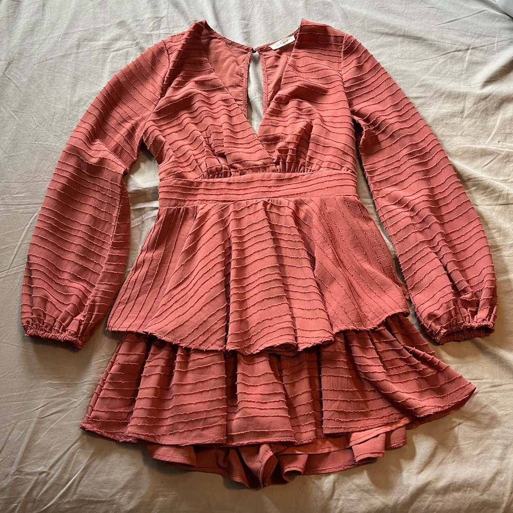 Mauve colored Ruffled Romper